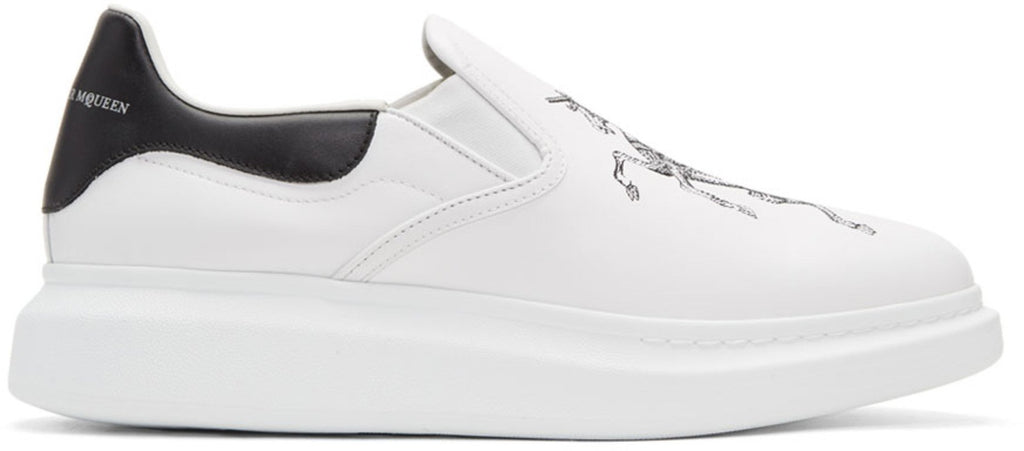 Alexander McQueen Embroidered Oversized Slip-On Sneakers 'White'