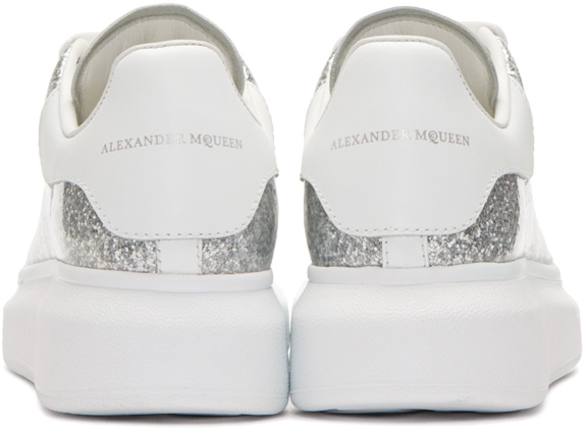 Alexander McQueen Glitter Oversized Sneakers 'Silver & White'