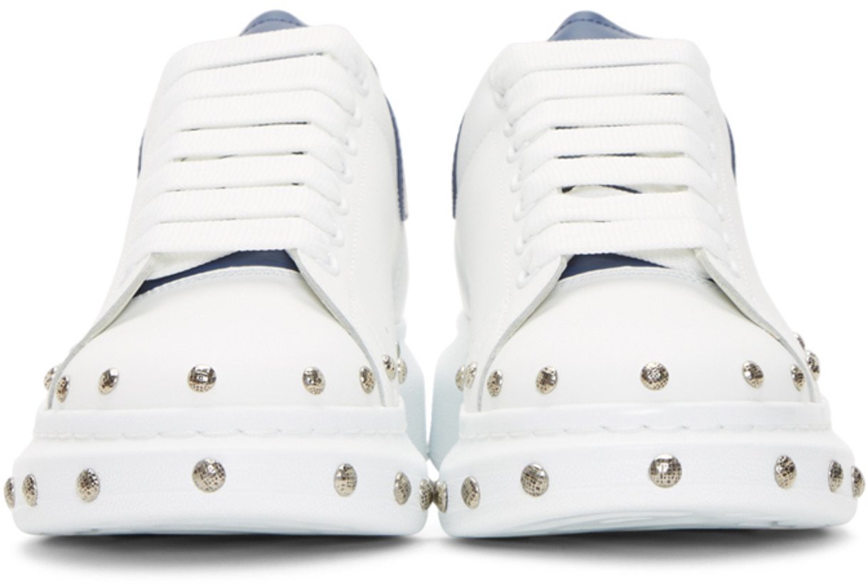 Alexander McQueen Studded Oversized Sneakers 'White & Blue'