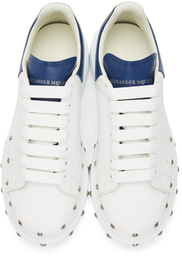 Alexander McQueen Studded Oversized Sneakers 'White & Blue'