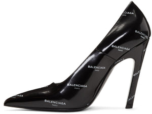 Balenciaga All Over Logo Slash Heels 'Black'