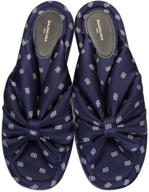 Balenciaga Satin BB Sandals 'Navy'