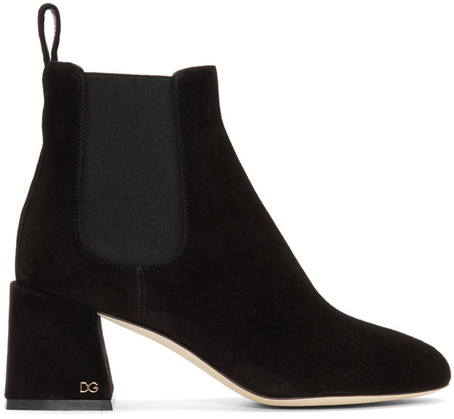 Dolce & Gabbana Suede Logo Boots 'Black'