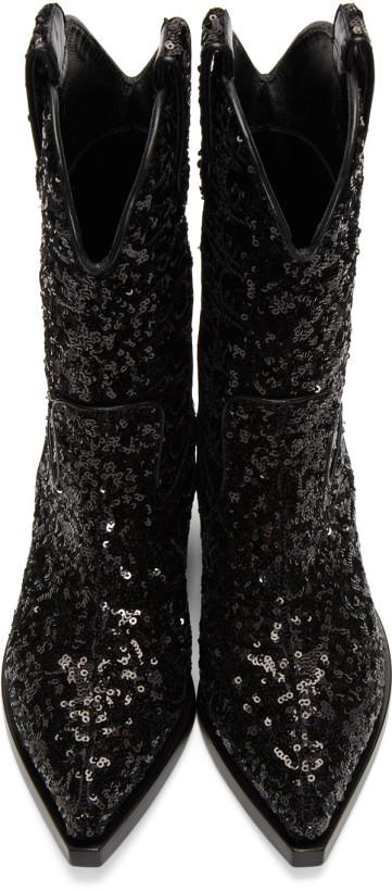 Dolce & Gabbana Sequin Cowboy Boots 'Black'