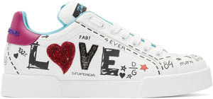 Dolce & Gabbana Embroidered 'Love' Sneakers 'White'