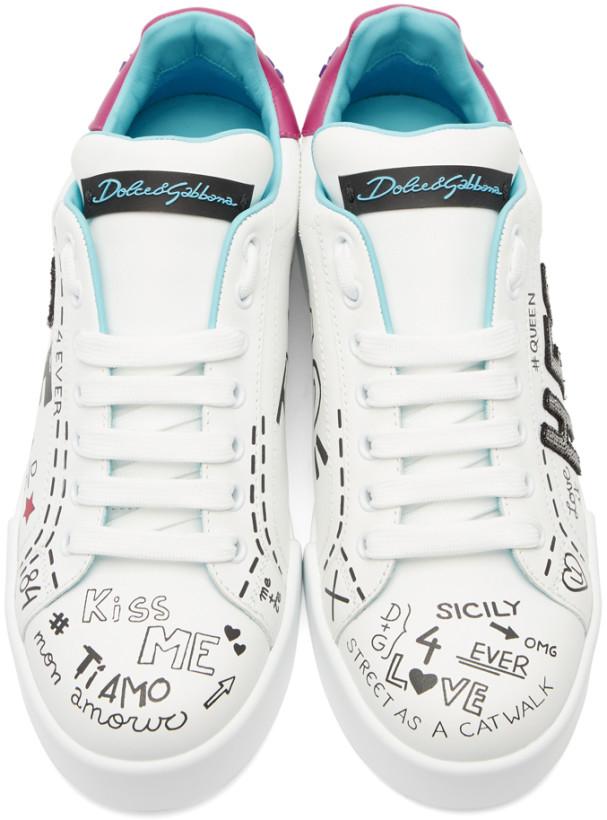 Dolce & Gabbana Embroidered 'Love' Sneakers 'White'