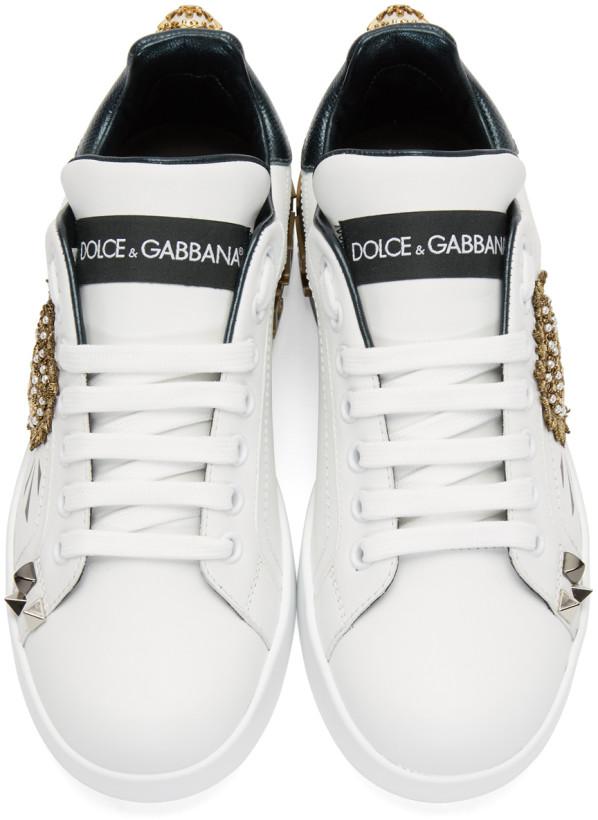 Dolce & Gabbana DG Heart Portofino Sneakers 'White & Green'