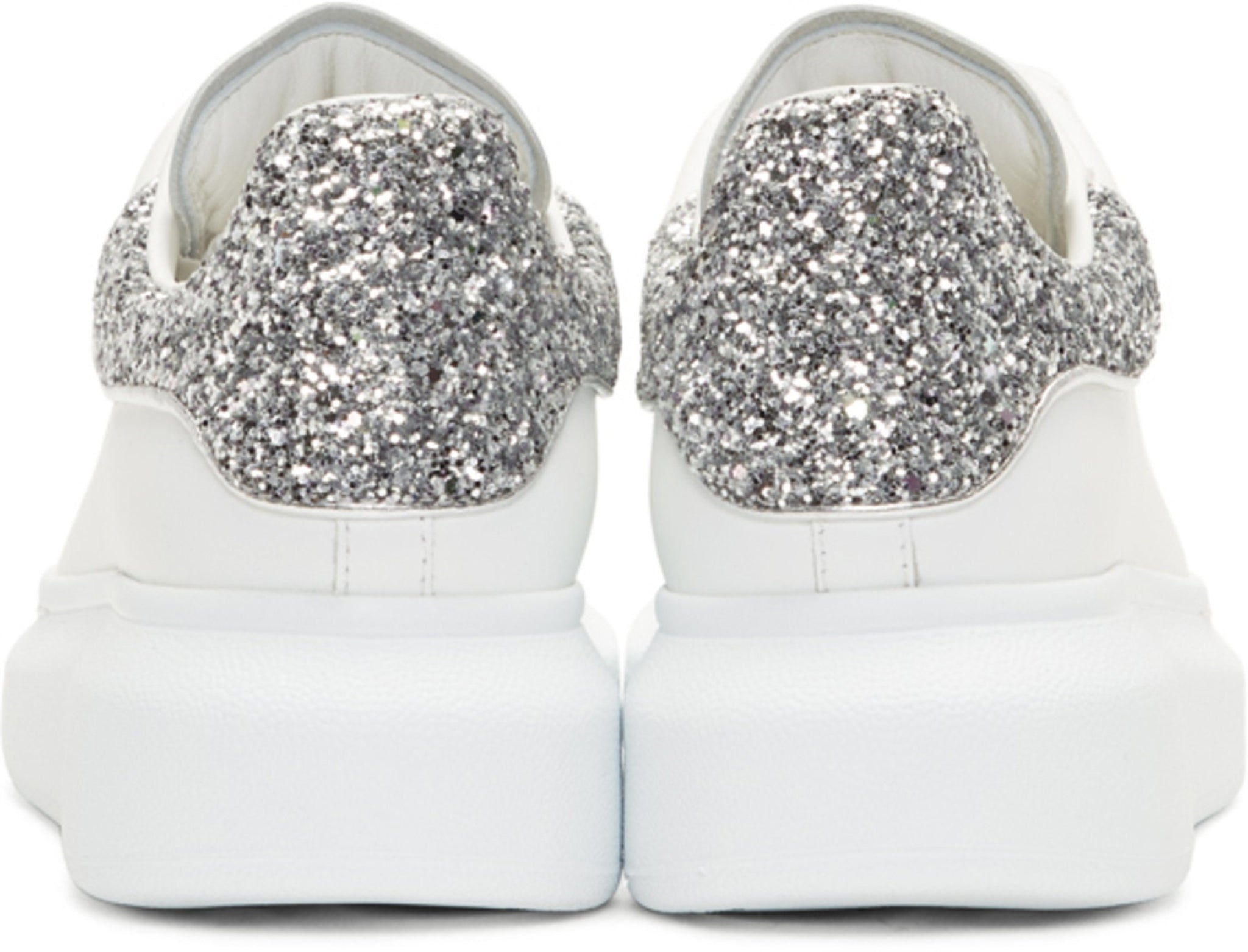 Alexander McQueen Glitter Oversized Sneakers 'White & Silver'