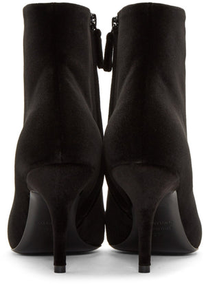Balenciaga Velvet Logo Plaque Boots 'Black'
