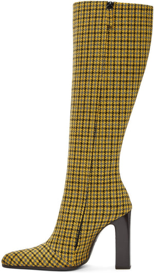 Balenciaga Houndstooth Tall Boots 'Yellow & Black'