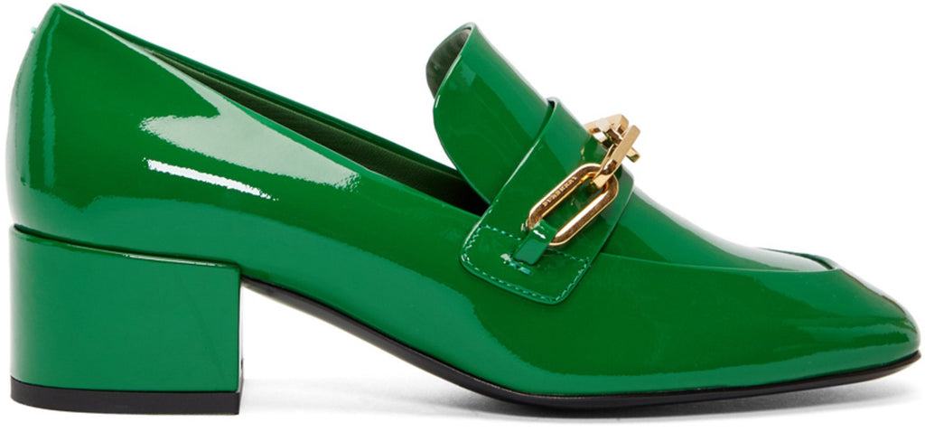 Burberry Patent Chillcot Heeled Loafers 'Green'