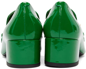 Burberry Patent Chillcot Heeled Loafers 'Green'