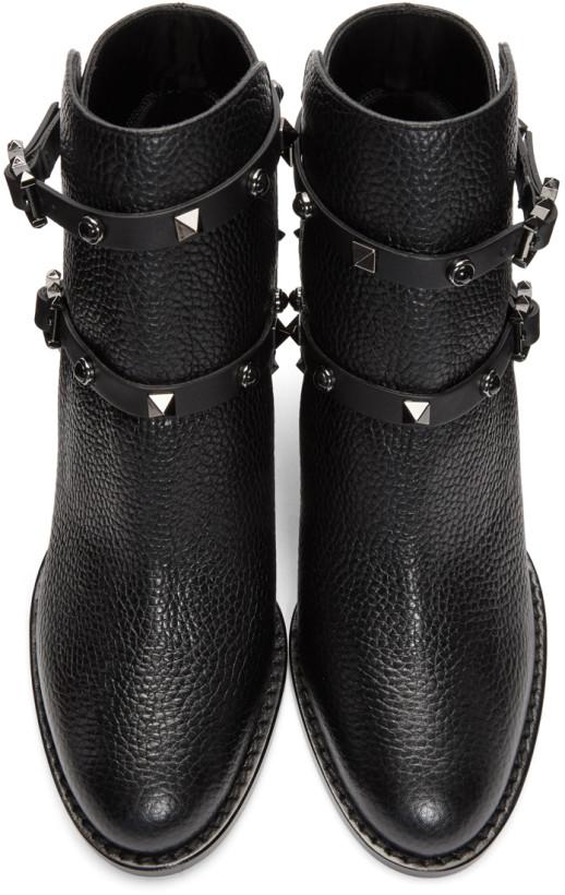 Valentino Garavani Rockstud Block Heel Ankle Boots 'Black'