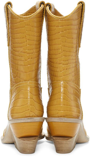 Fendi Croc Cowboy Boots 'Yellow'