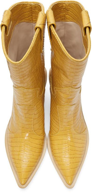Fendi Croc Cowboy Boots 'Yellow'