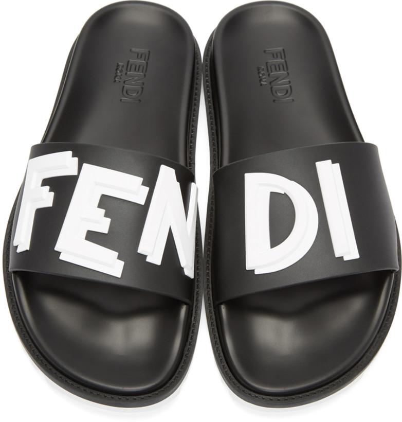 Fendi Rubber 'Fendi Vocabulary' Sandals 'Black & White'