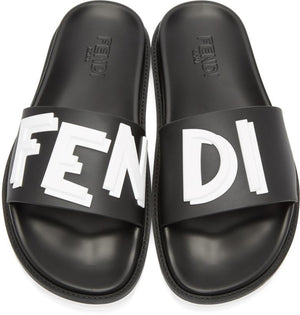 Fendi Rubber 'Fendi Vocabulary' Sandals 'Black & White'