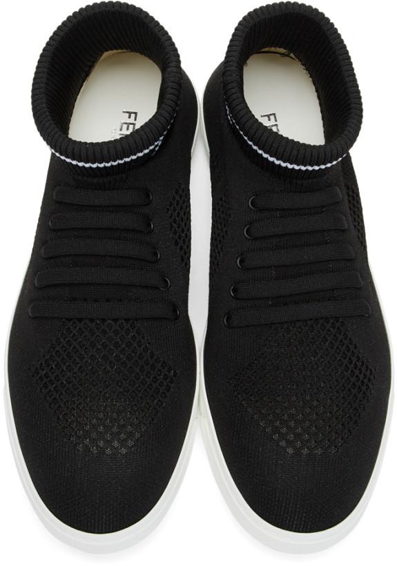 Fendi Knit High-Top Sneakers 'Black'