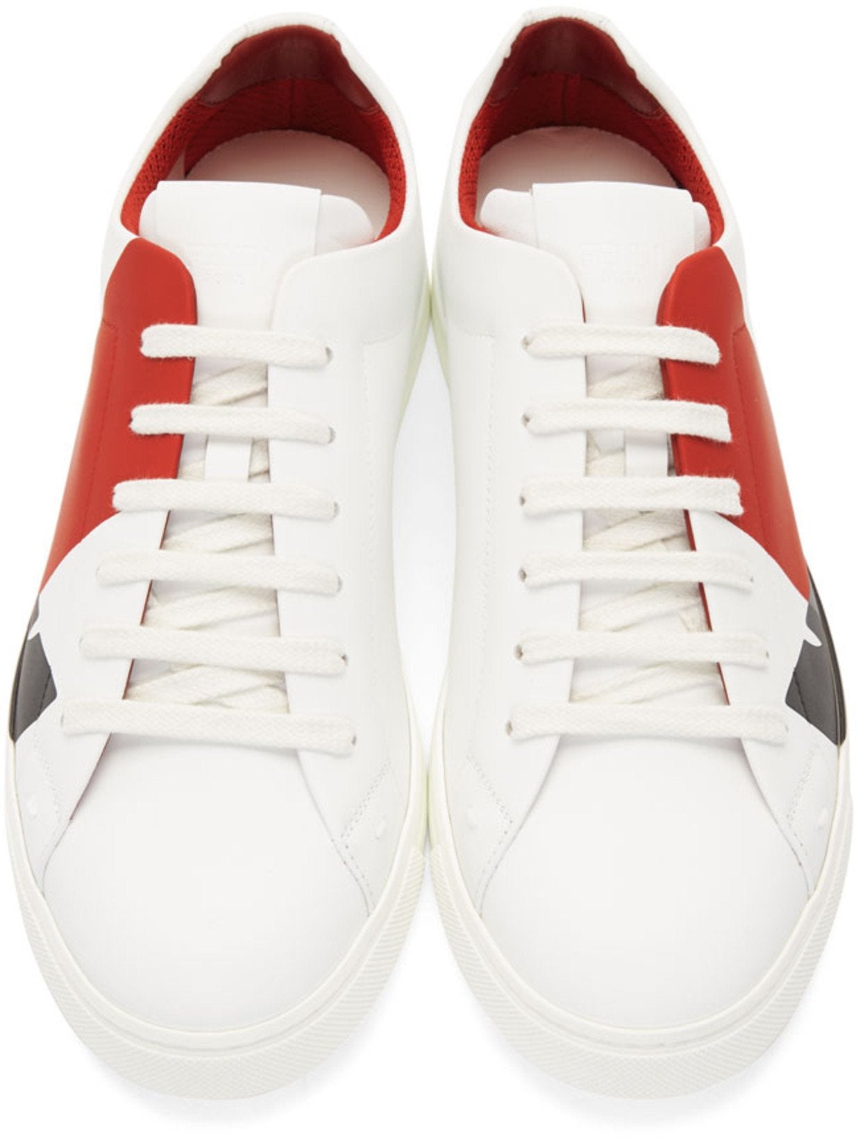 Fendi Leather 'Bag Bugs' Sneakers 'White & Red'