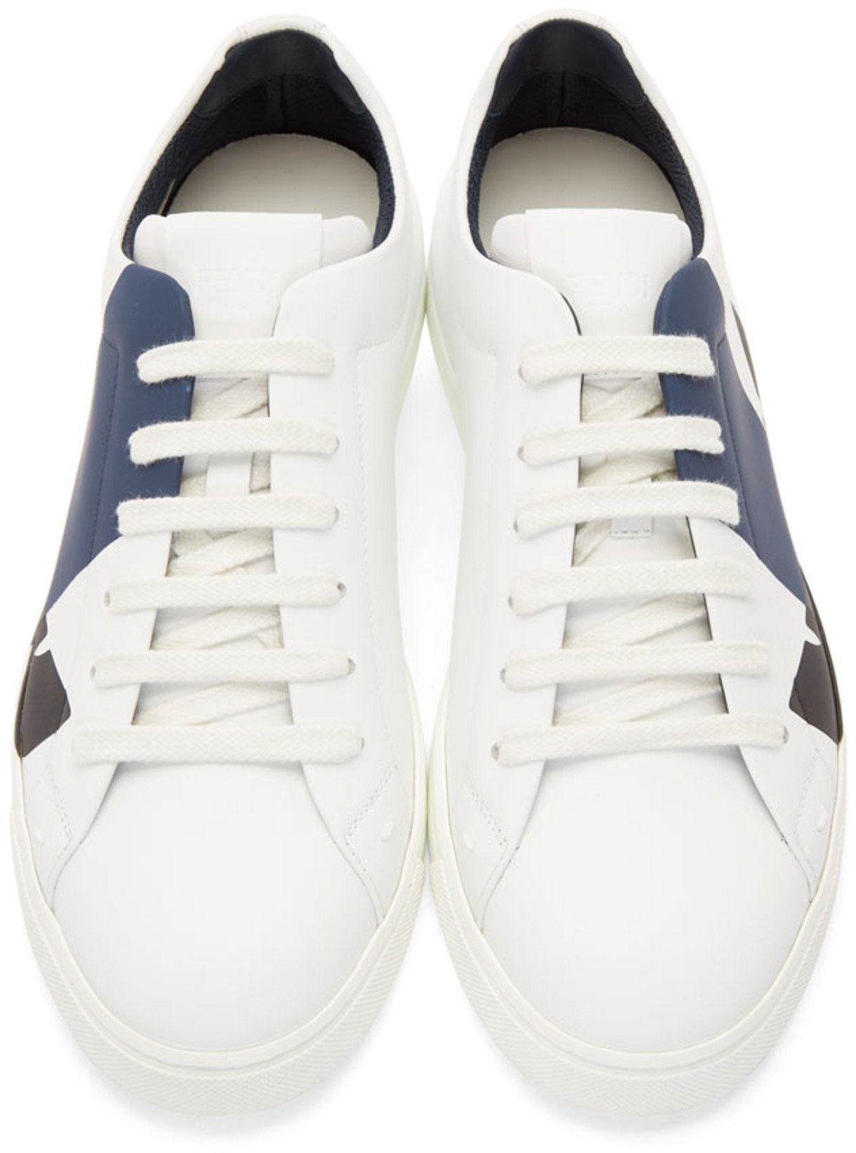 Fendi Leather 'Bag Bugs' Sneakers 'White & Navy'