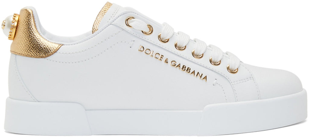 Dolce & Gabbana Pearl Sneakers 'White & Gold'