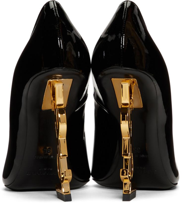 Saint Laurent Patent Opyum Heels 'Black & Gold'