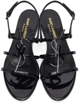 Saint Laurent Patent Cassandra Open Sandals 'Black'
