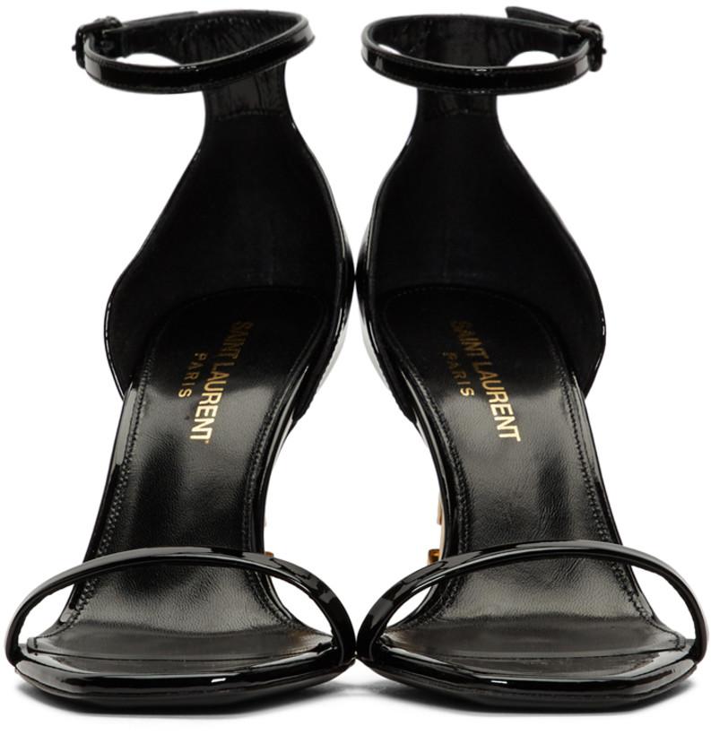 Saint Laurent Patent Opyum Sandals 'Black & Gold'