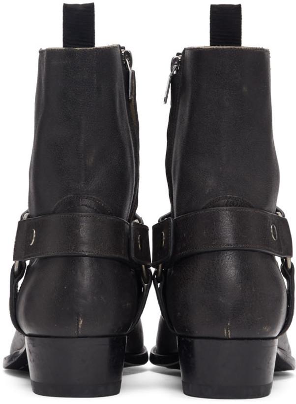 Saint Laurent Stone-Washed Wyatt Harness Boots 'Grey'