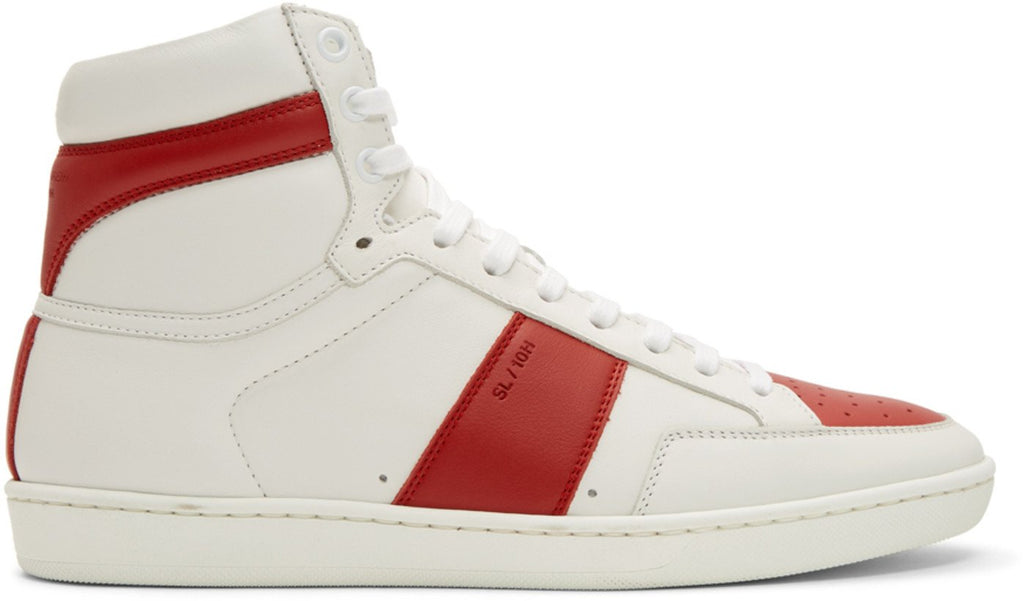 Saint Laurent Court Classic SL/10 High-Top Sneakers 'White & Red'