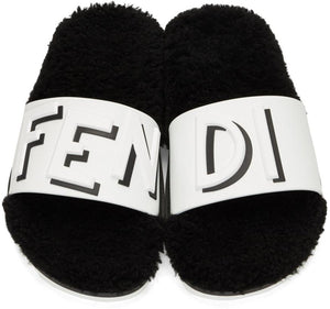 Fendi Shearling Footbed Slides 'White'