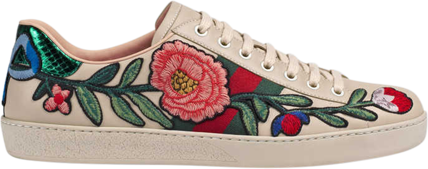 Gucci Ace Floral Embroidered 'Cream'